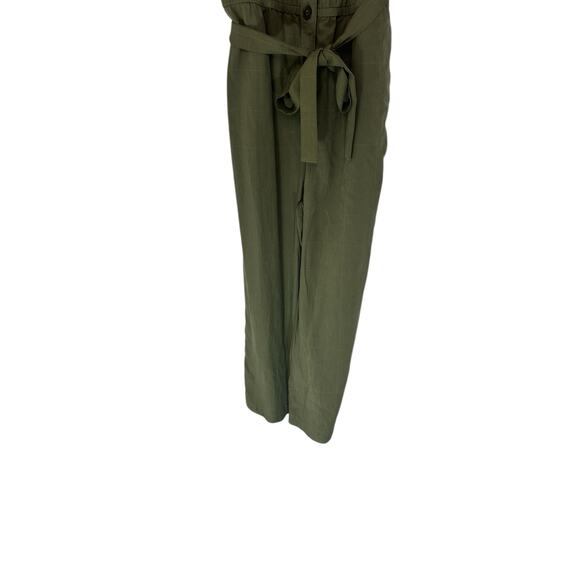 Madewell Kale Green Plaid Short Sleeve Belted Cropped Ankle Jumpsuit Small - Picture 5 of 14